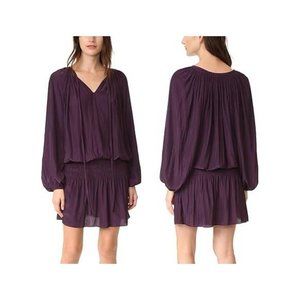 Ramy Brook Paris Merlot Smocked Mini Dress